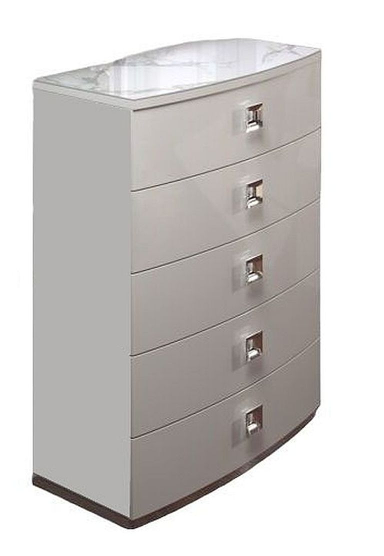 Betty White Gloss 5 Drawer Chest - Bow Front