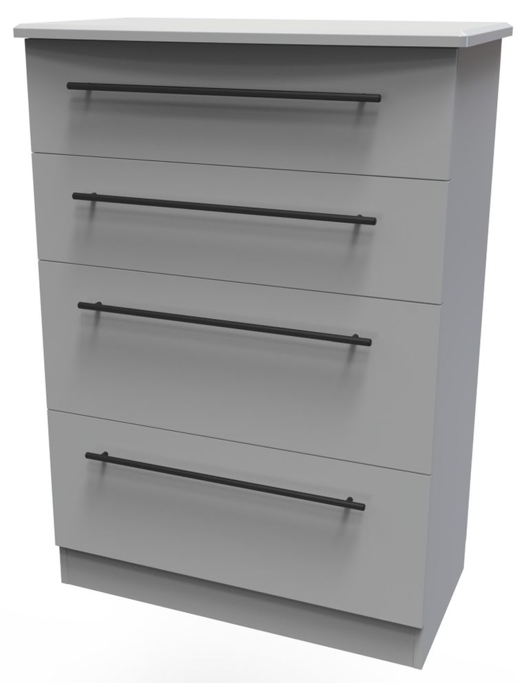 Beverley Grey 4 Drawer Deep Chest