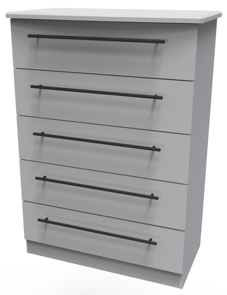 Beverley Grey 5 Drawer Chest