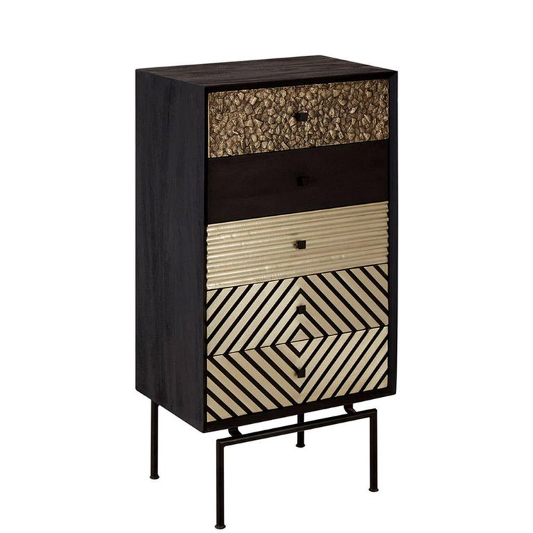 Boho Chest - 5 Drawer - Narrow - Black Mango Wood