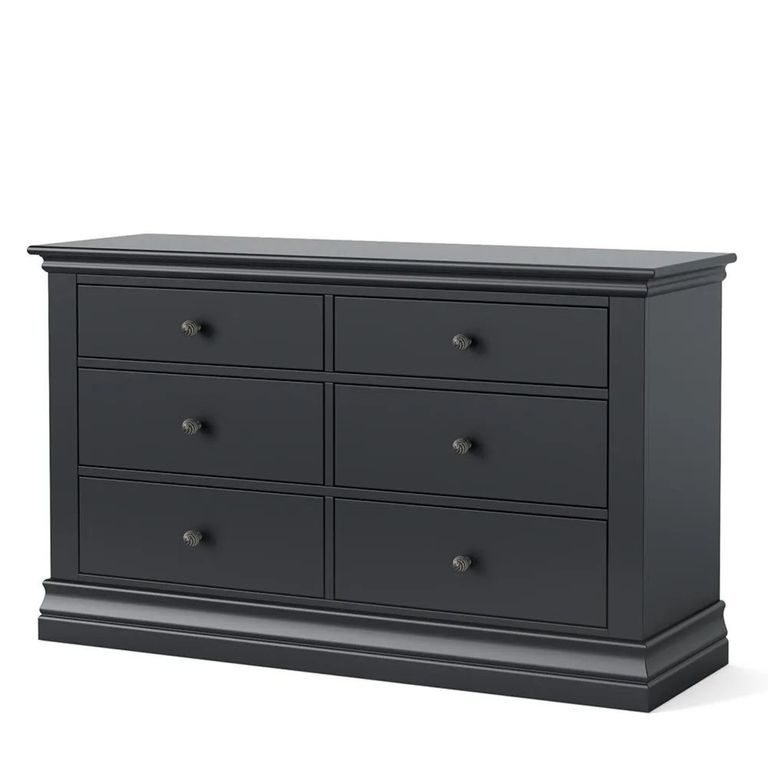 Bordeaux Wide Chest - 6 Drawer - Charcoal