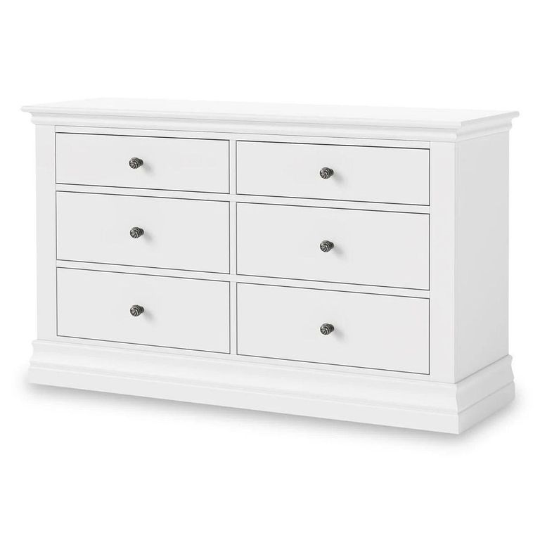 Bordeaux Wide Chest - 6 Drawer - White
