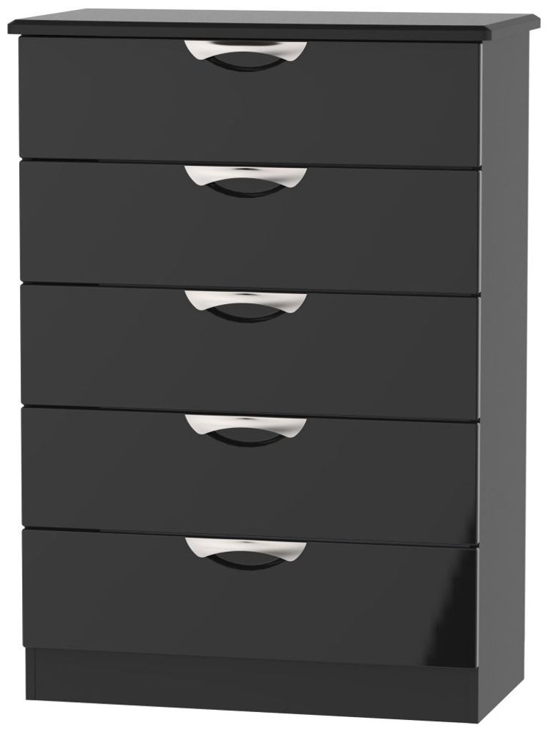 Camden Black Gloss 5 Drawer Chest