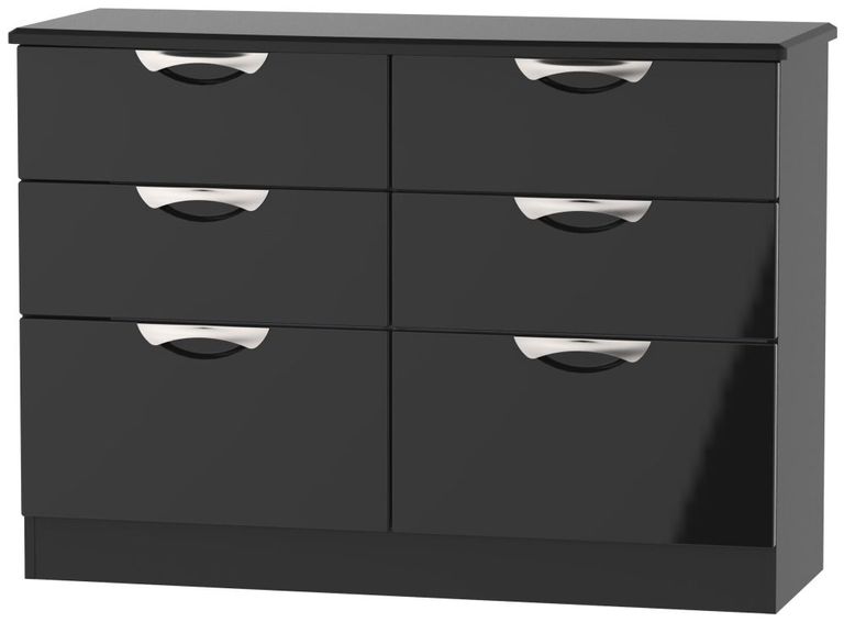 Camden Black Gloss 6 Drawer Midi Chest