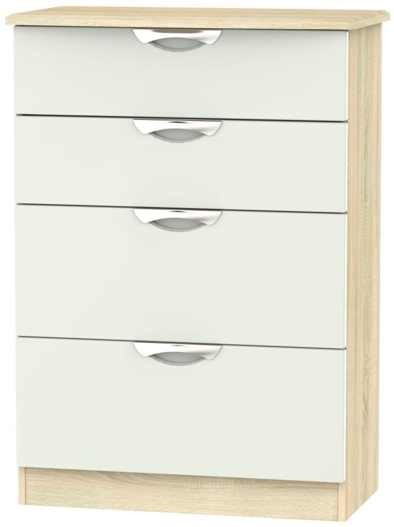Camden Gloss Cashmere and Oak Effect 4 Drawer Deep Chest