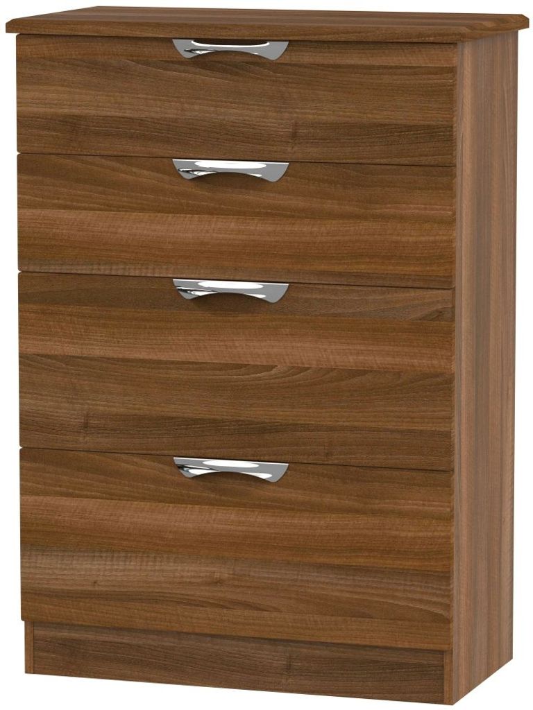 Camden Walnut Effect 4 Drawer Deep Chest