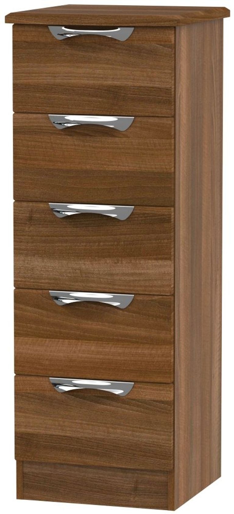Camden Walnut Effect 5 Drawer Narrow Chest