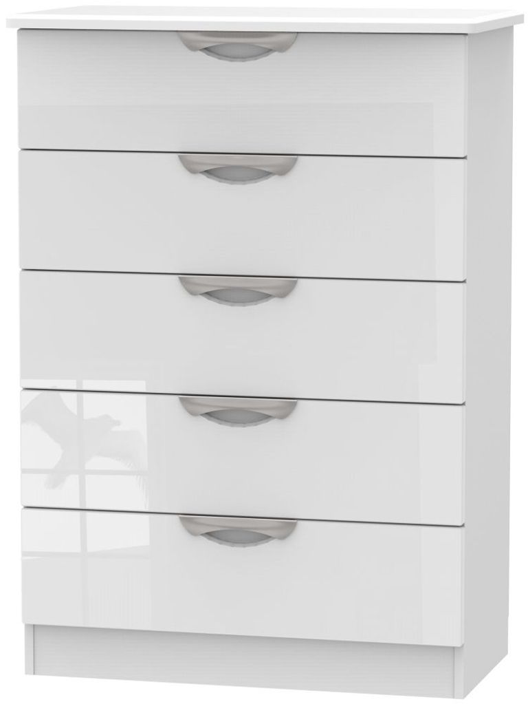Camden White Gloss 5 Drawer Chest
