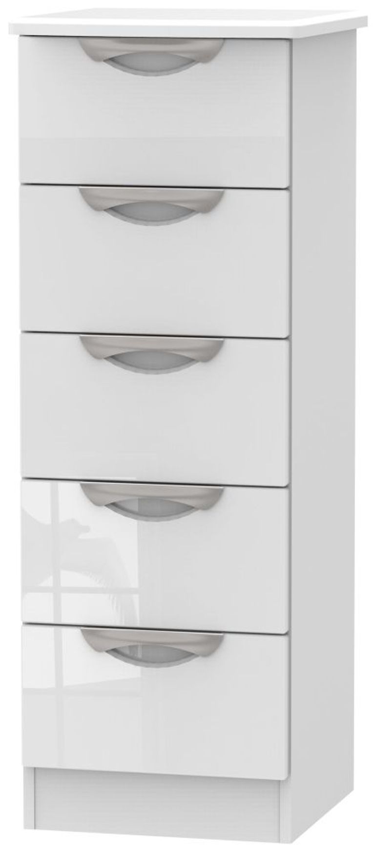 Camden White Gloss 5 Drawer Narrow Chest