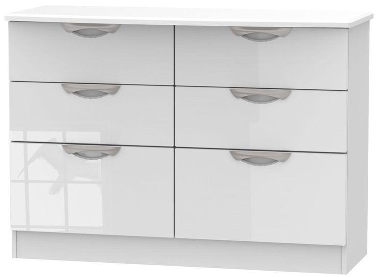 Camden White Gloss 6 Drawer Midi Chest