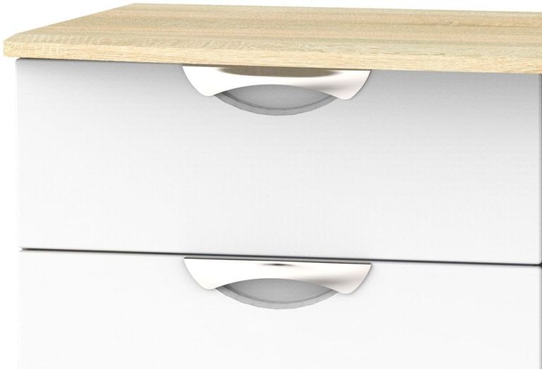 Camden White Gloss and Oak Effect 4 Drawer Chest