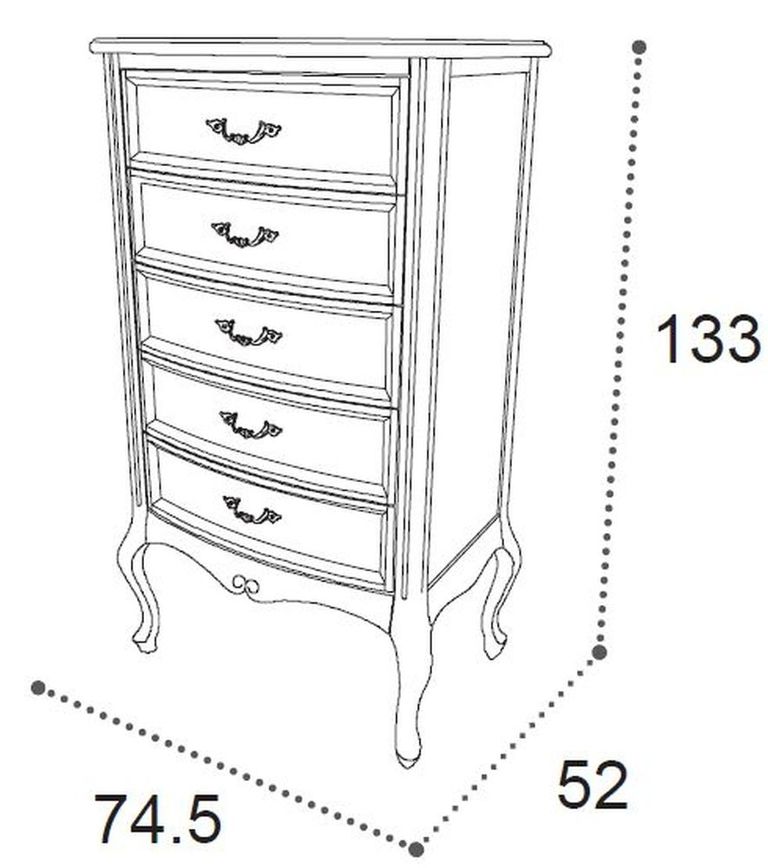 Verdi Chest - 5 Drawer - Midi - Ivory - French Style