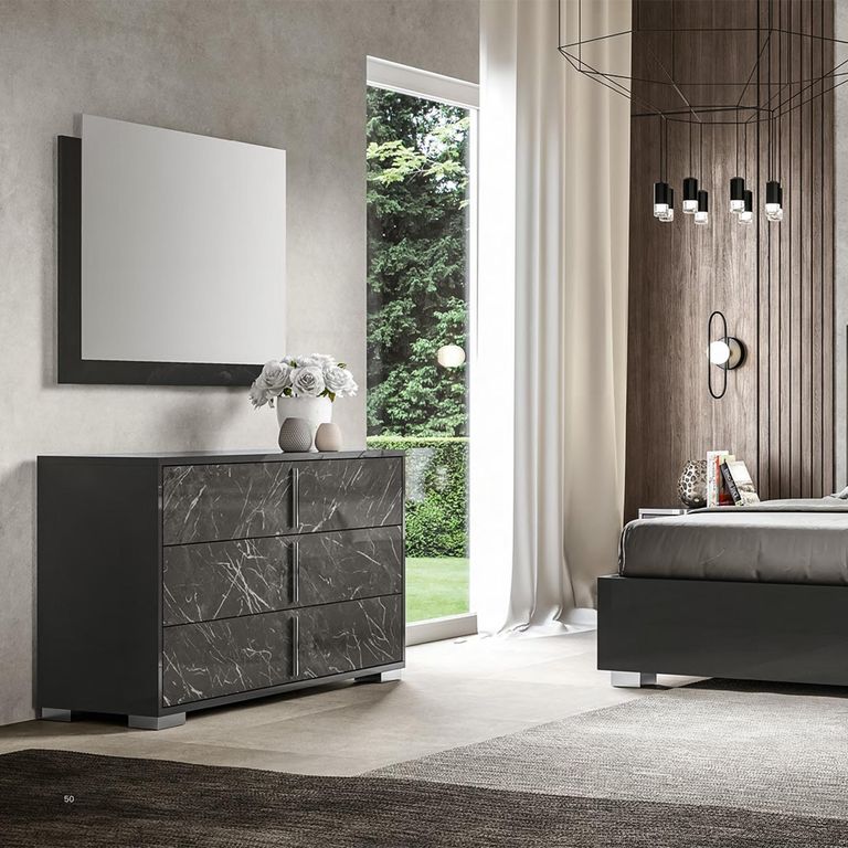 Carvelle Night Dark Grey 3 Drawer Wide Chest