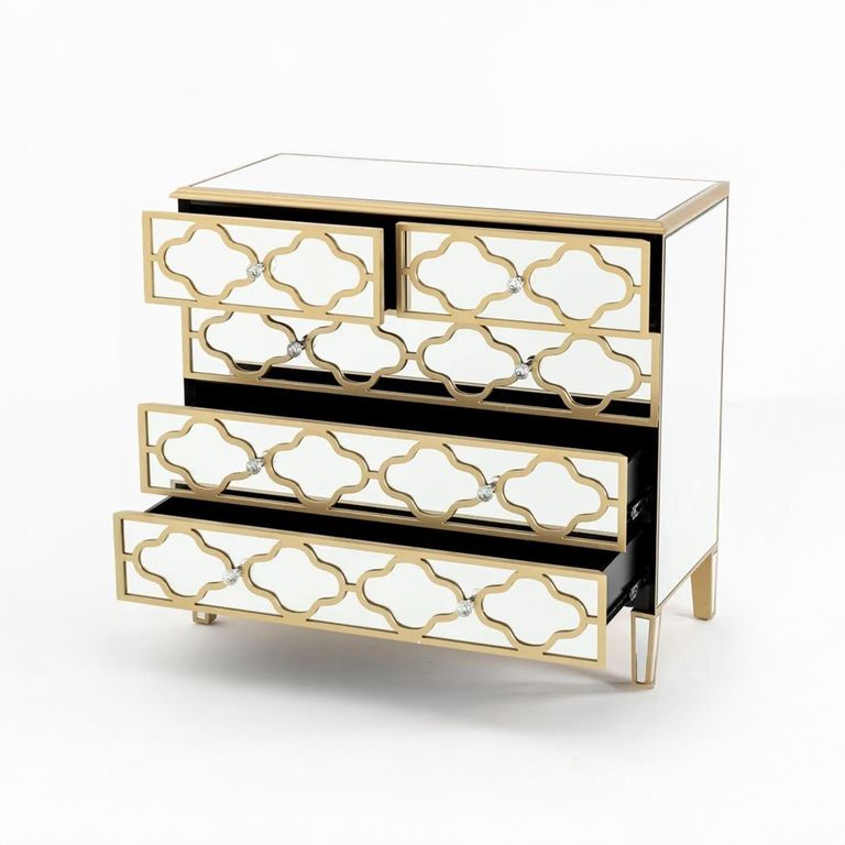 Casablanca Mirrored Gold Trim 3+2 Drawers Chest