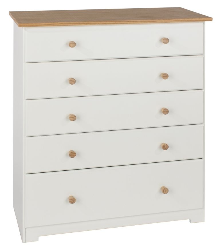 Colorado White 5 Drawer Chest