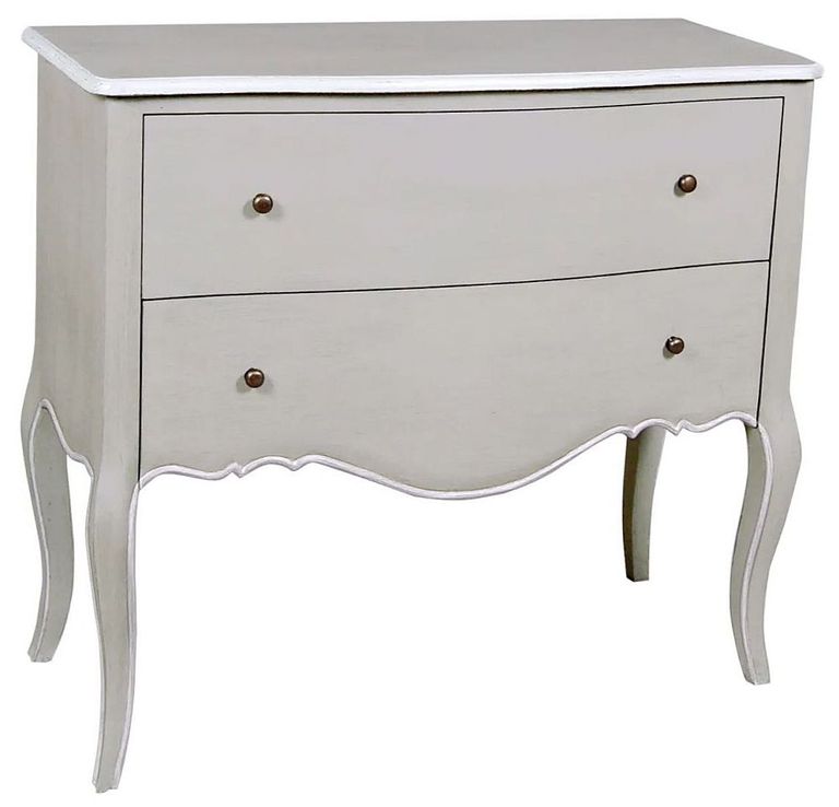 Chateau French Distressed Linen and Off-White 2 Drawer Chest
