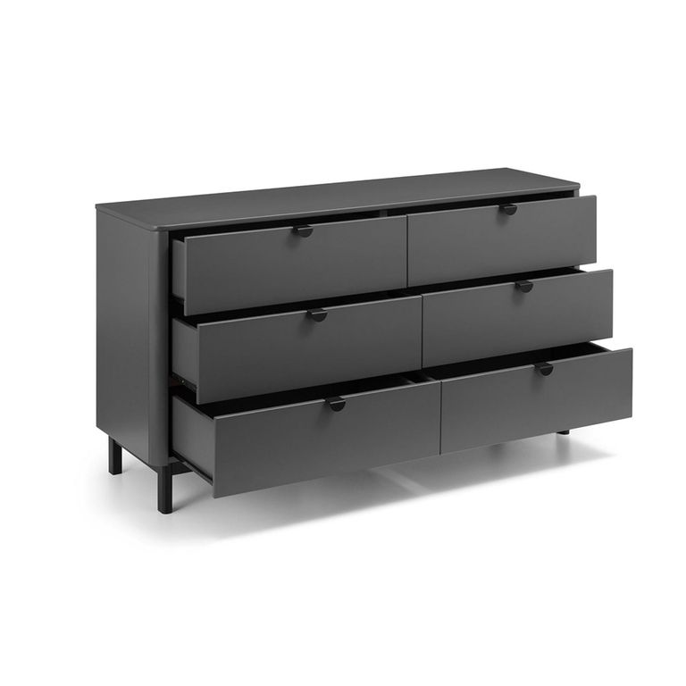 Chloe Chest of Drawers - 6 Drawer - Wide - Grey