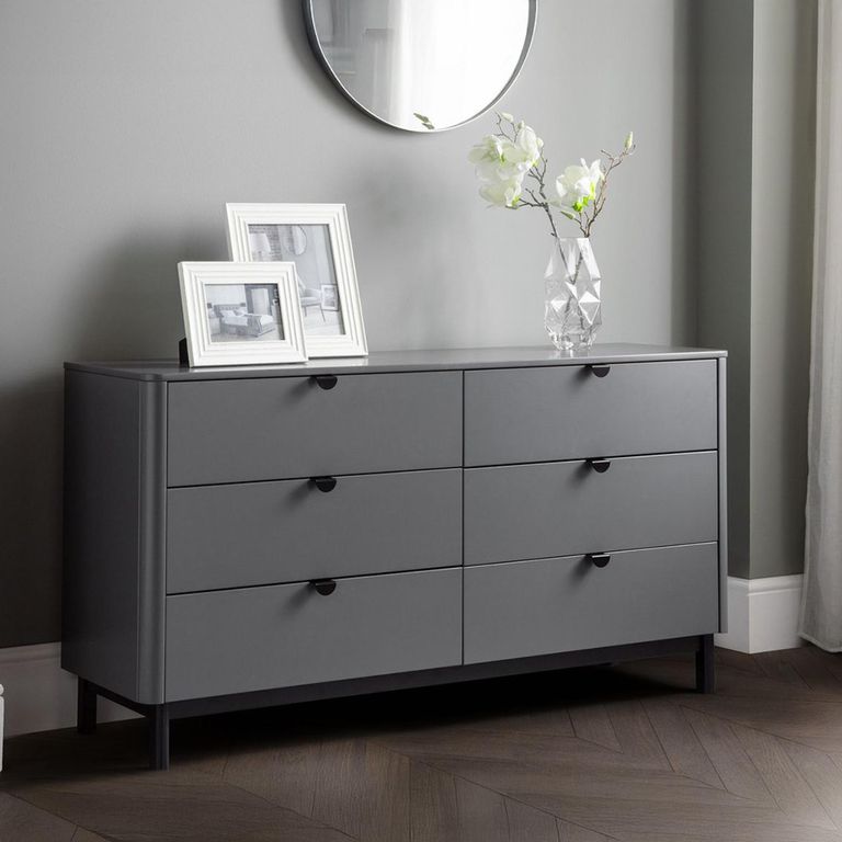 Chloe Chest of Drawers - 6 Drawer - Wide - Grey
