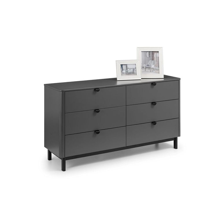 Chloe Chest of Drawers - 6 Drawer - Wide - Grey
