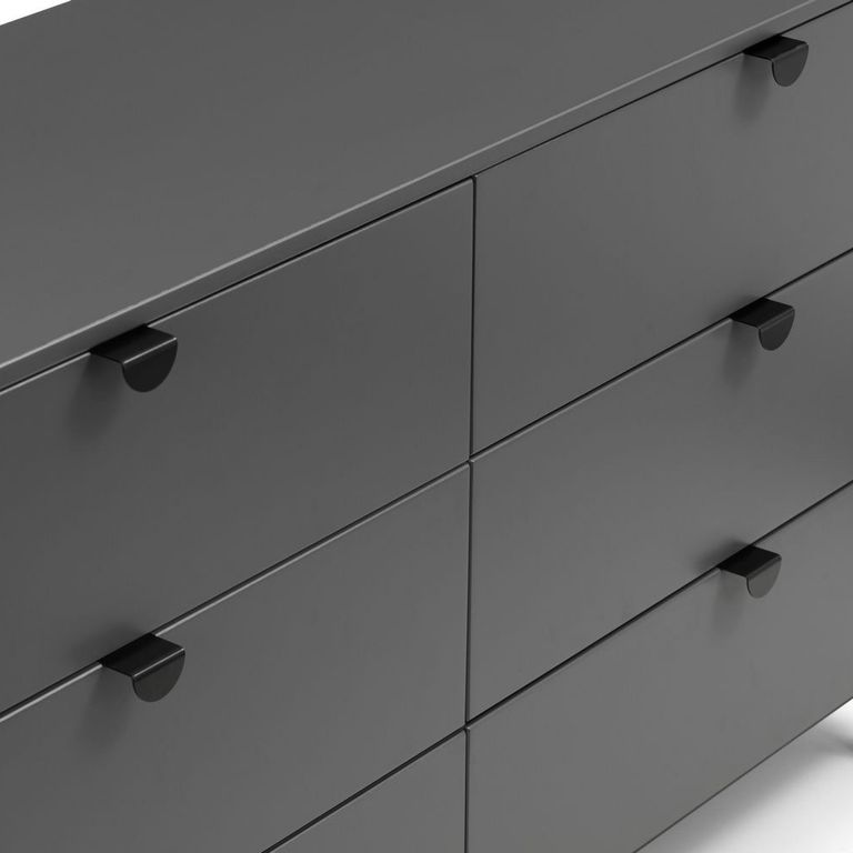 Chloe Chest of Drawers - 6 Drawer - Wide - Grey