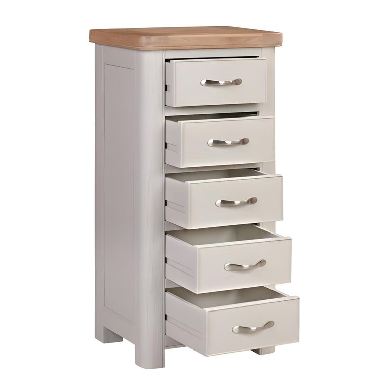 Clarion Chest - 5 Drawer - Tall - Oak and Grey