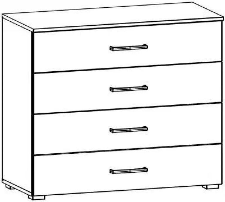 Clearance - Rauch Quadra Metallic Grey 4 Drawer Wide Chest - FSS15975
