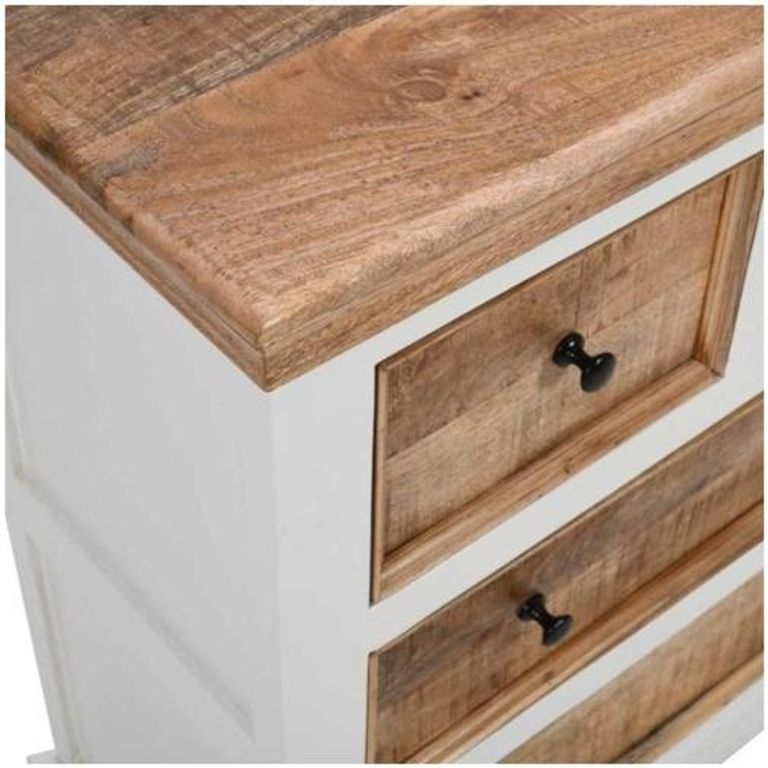 Coastal White and Wood 4 Drawer Chest