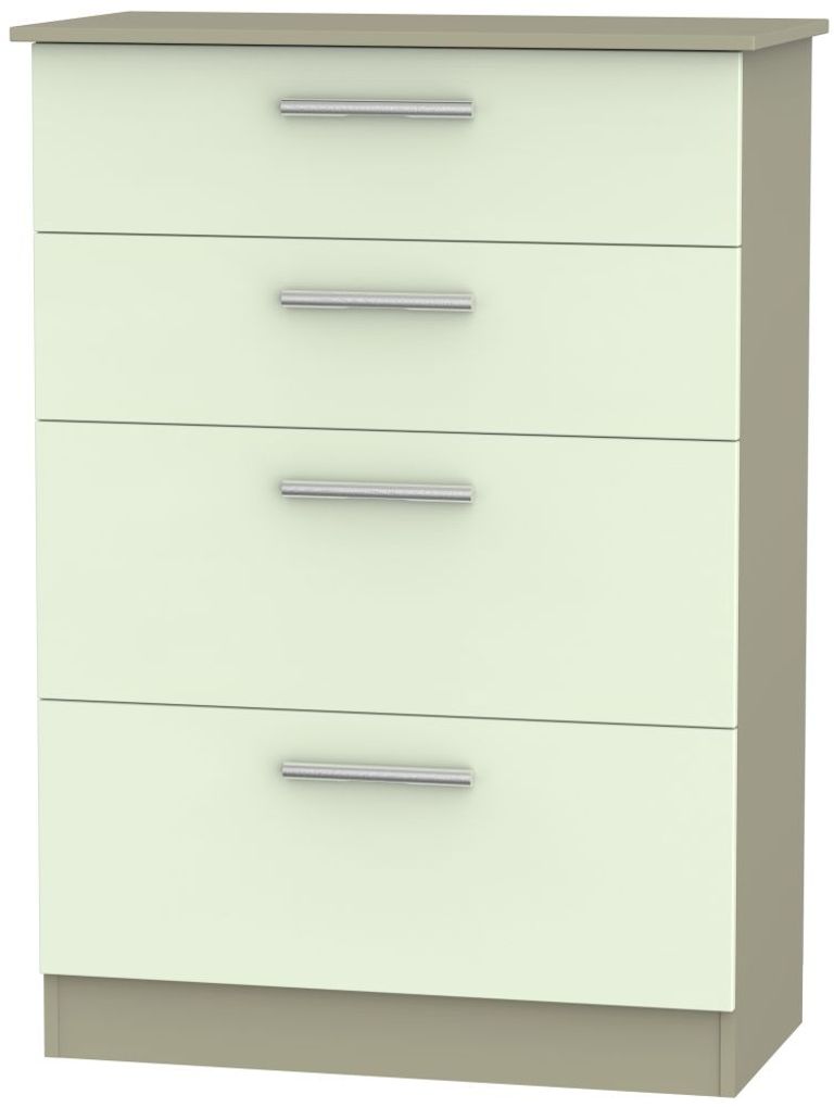 Contrast Cream and Mushroom 4 Drawer Deep Chest
