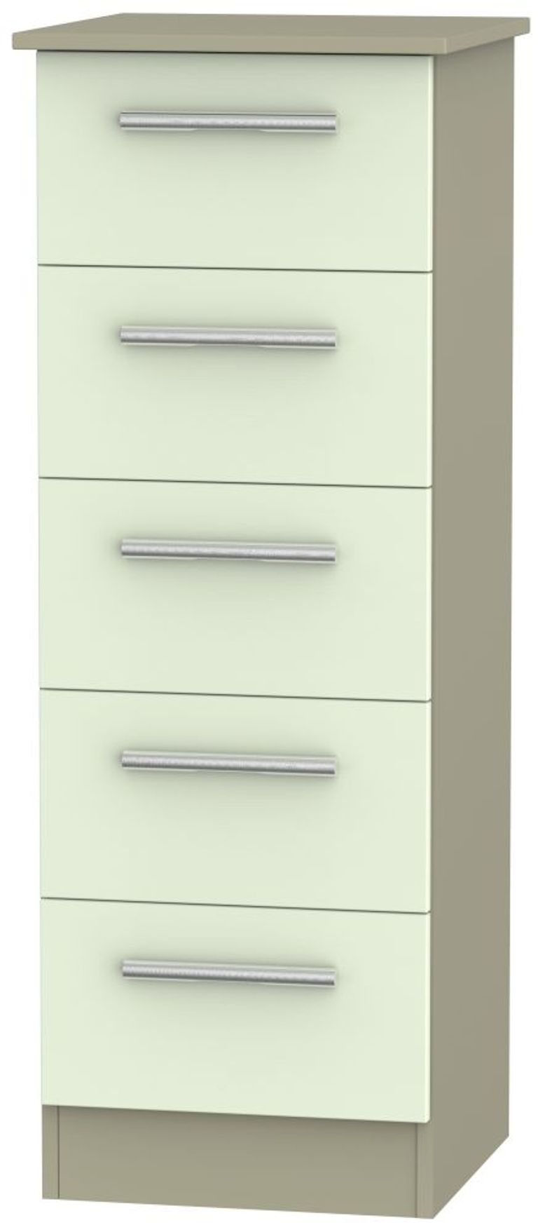 Contrast Cream and Mushroom 5 Drawer Narrow Chest