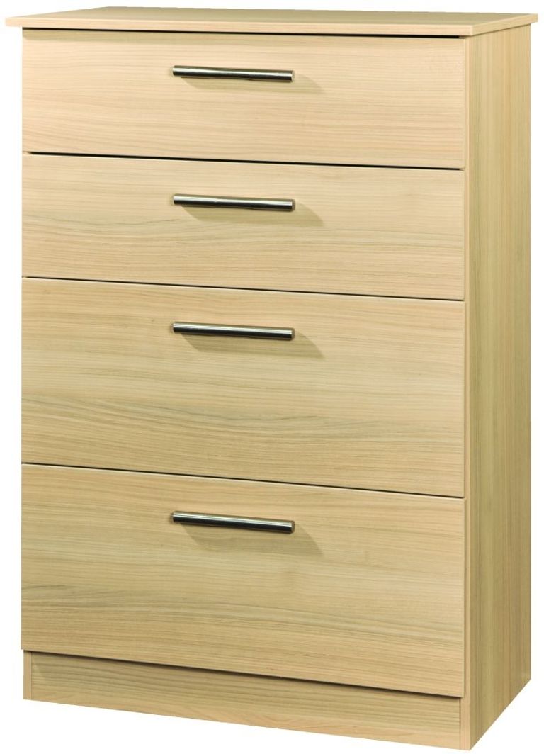 Contrast Elm Wood 4 Drawer Deep Chest