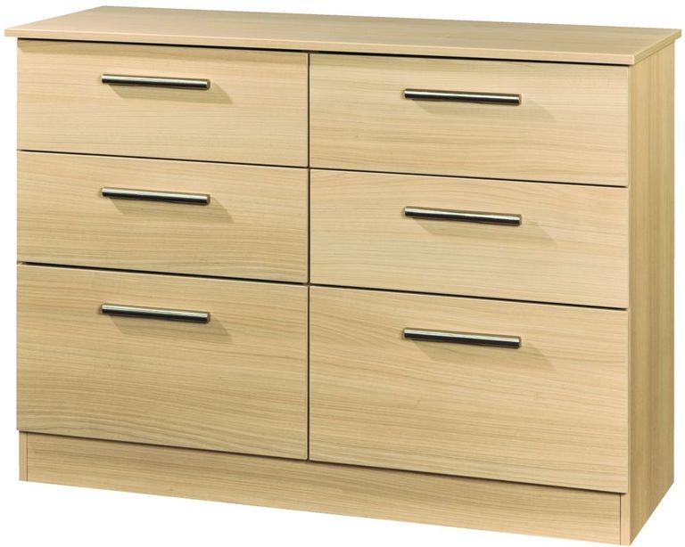 Contrast Elm Wood 6 Drawer Midi Chest