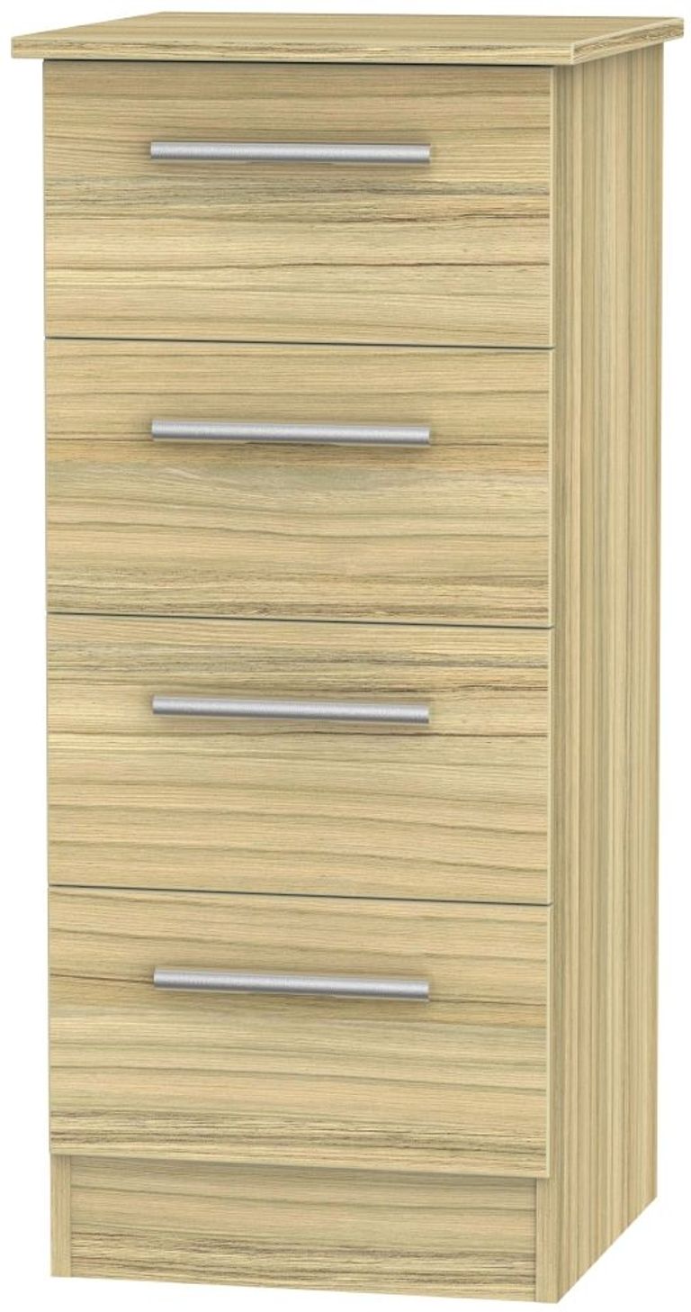 Contrast Modern Oak 4 Drawer Narrow Chest
