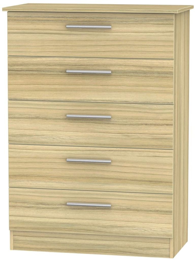 Contrast Modern Oak 5 Drawer Chest