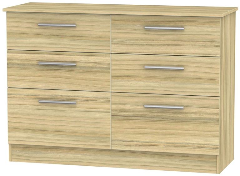 Contrast Modern Oak 6 Drawer Midi Chest
