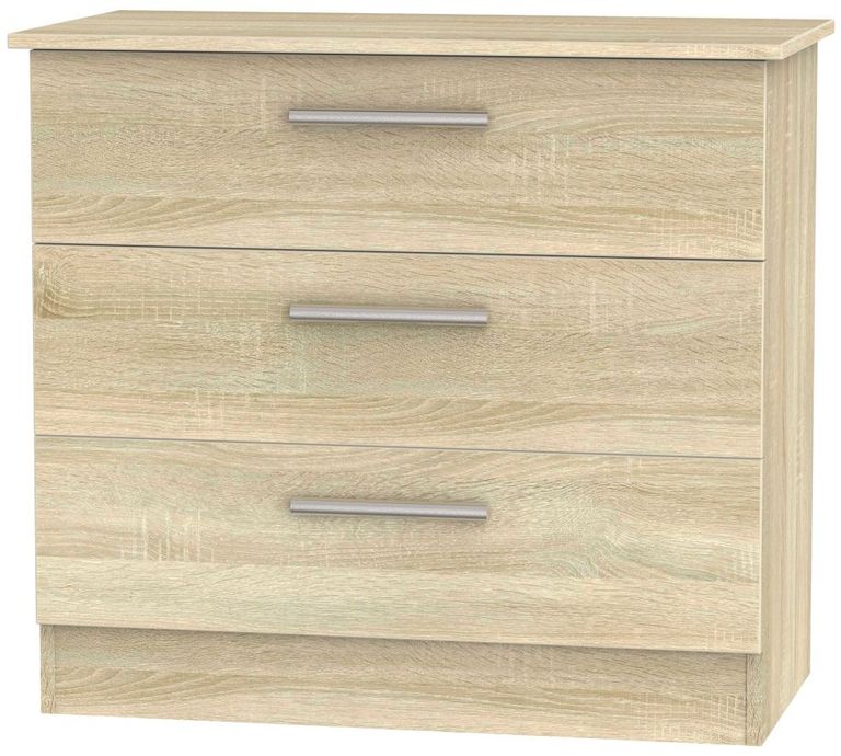 Contrast Oak Effect 3 Drawer Small Chest