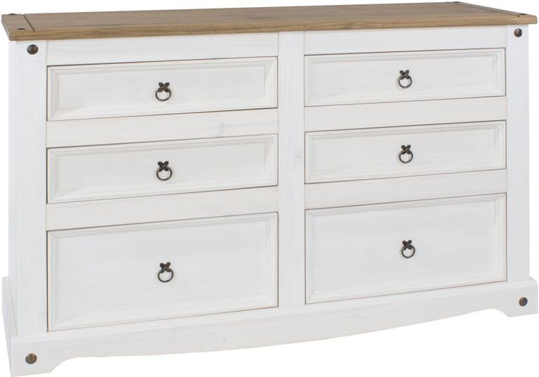 Corona White Mexican Pine 6 Drawer Wide Chest
