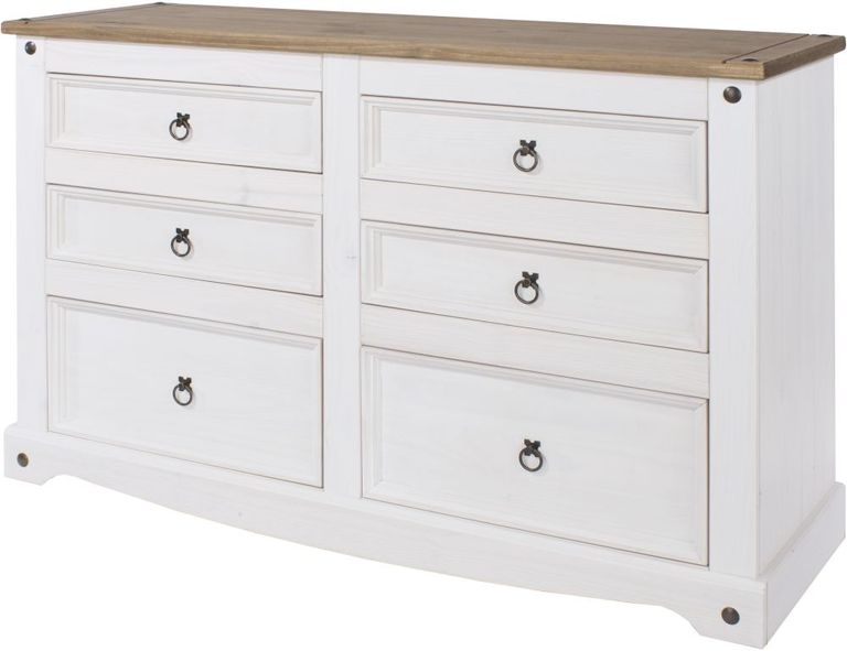 Corona White Mexican Pine 6 Drawer Wide Chest