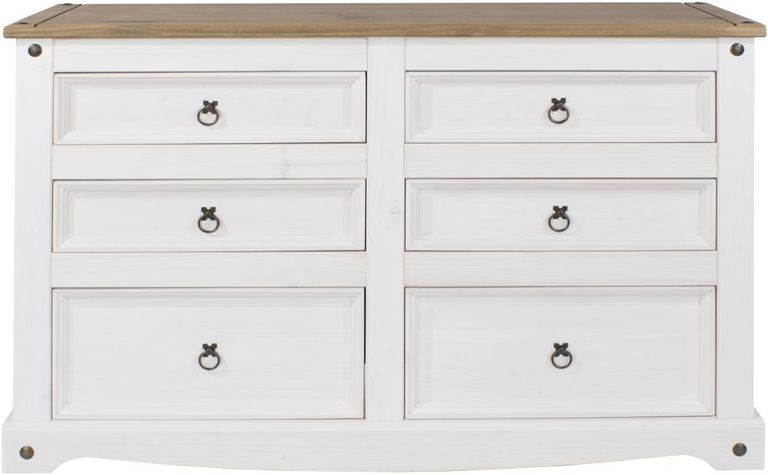 Corona White Mexican Pine 6 Drawer Wide Chest