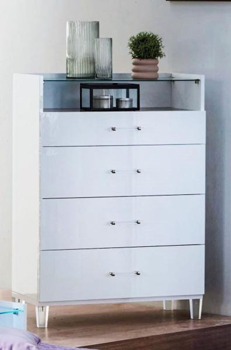 Cristal Grey Marble Italian 4 Drawer Chest