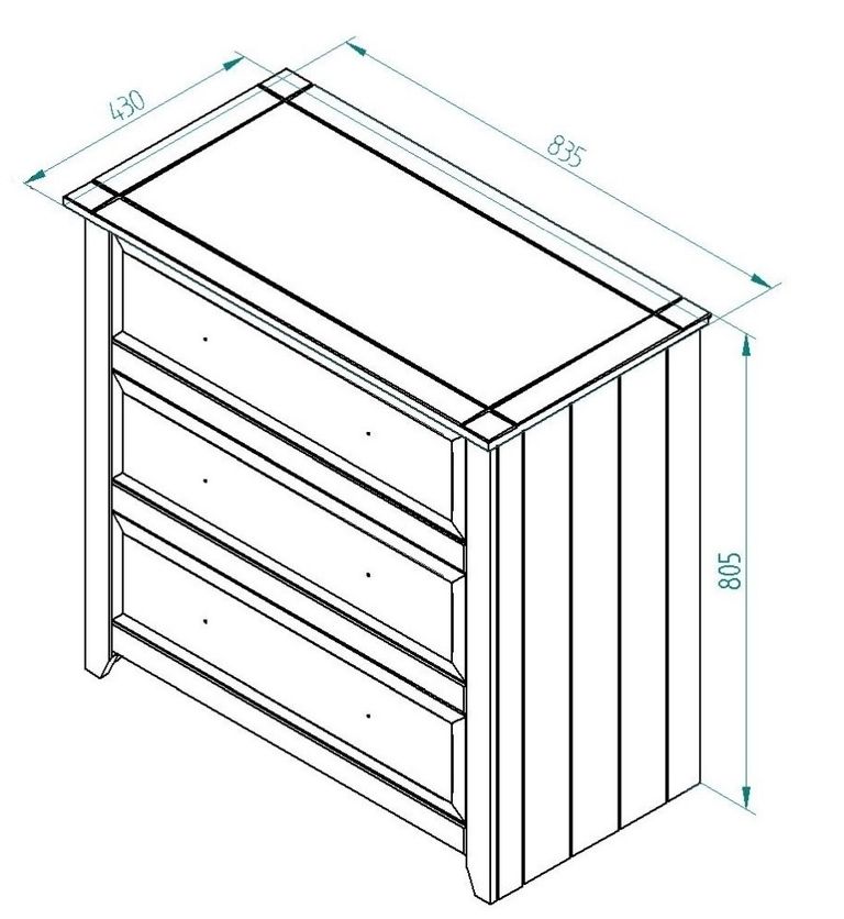Capri White 3 Drawer Chest