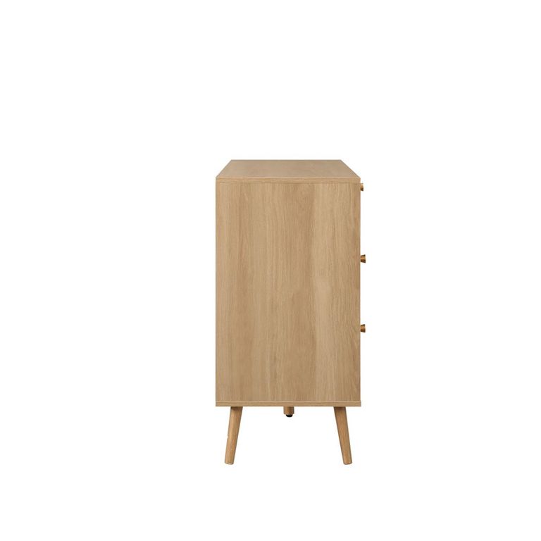 Croxley Wide Chest - 7 Drawer - Oak and Rattan