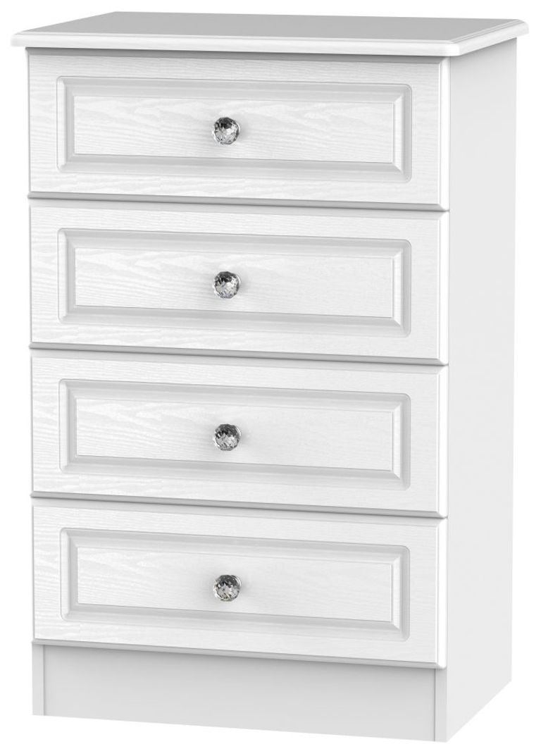 Crystal White 4 Drawer Midi Chest