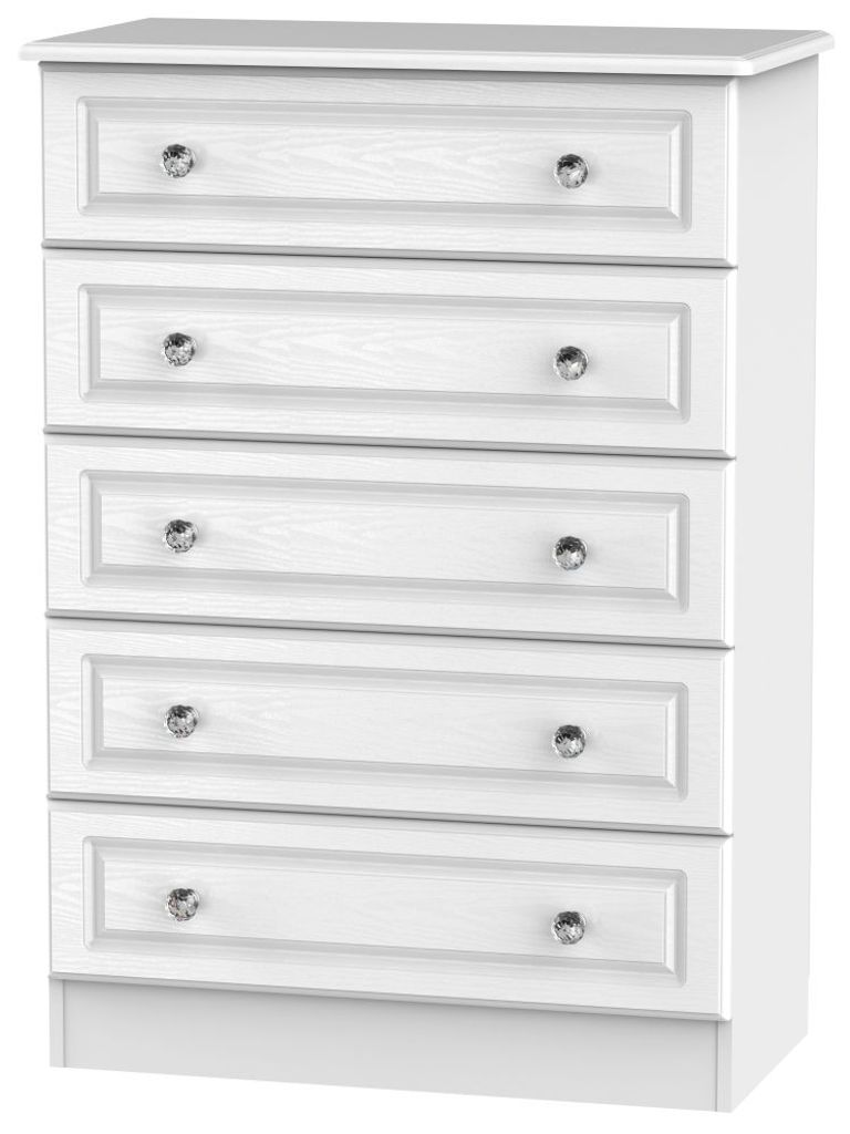 Crystal White 5 Drawer Chest