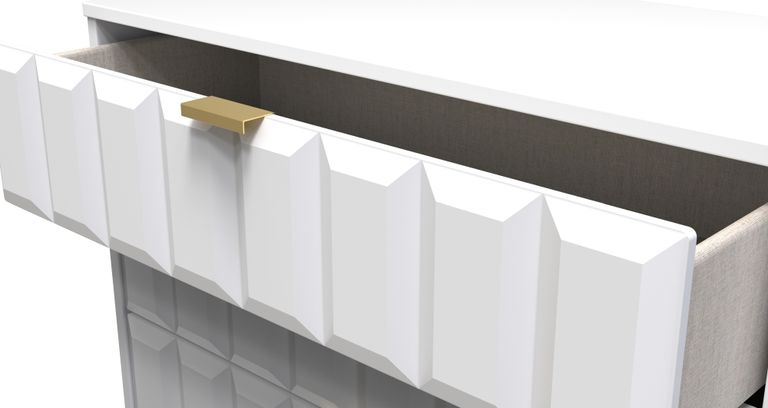 Cube White 3 Drawer Small Chest with Gold Hairpin Legs