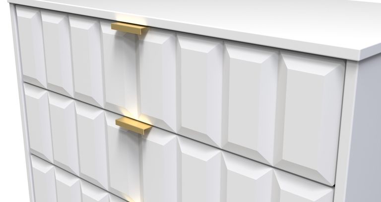 Cube White 3 Drawer Small Chest with Gold Hairpin Legs