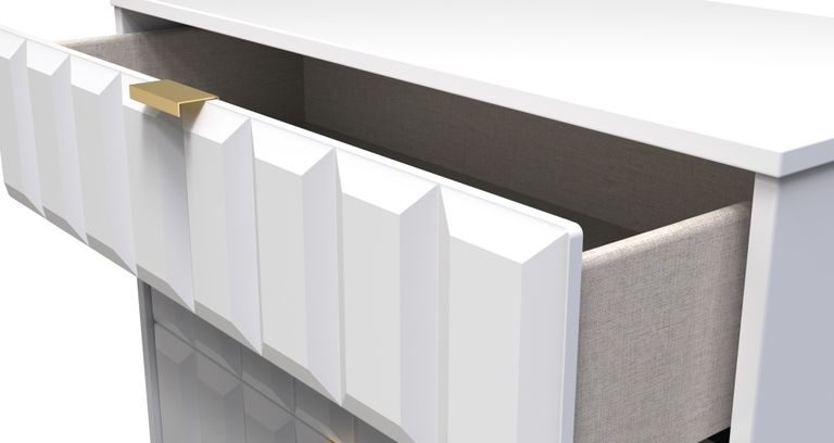 Cube White 5 Drawer Chest with Gold Hairpin Legs