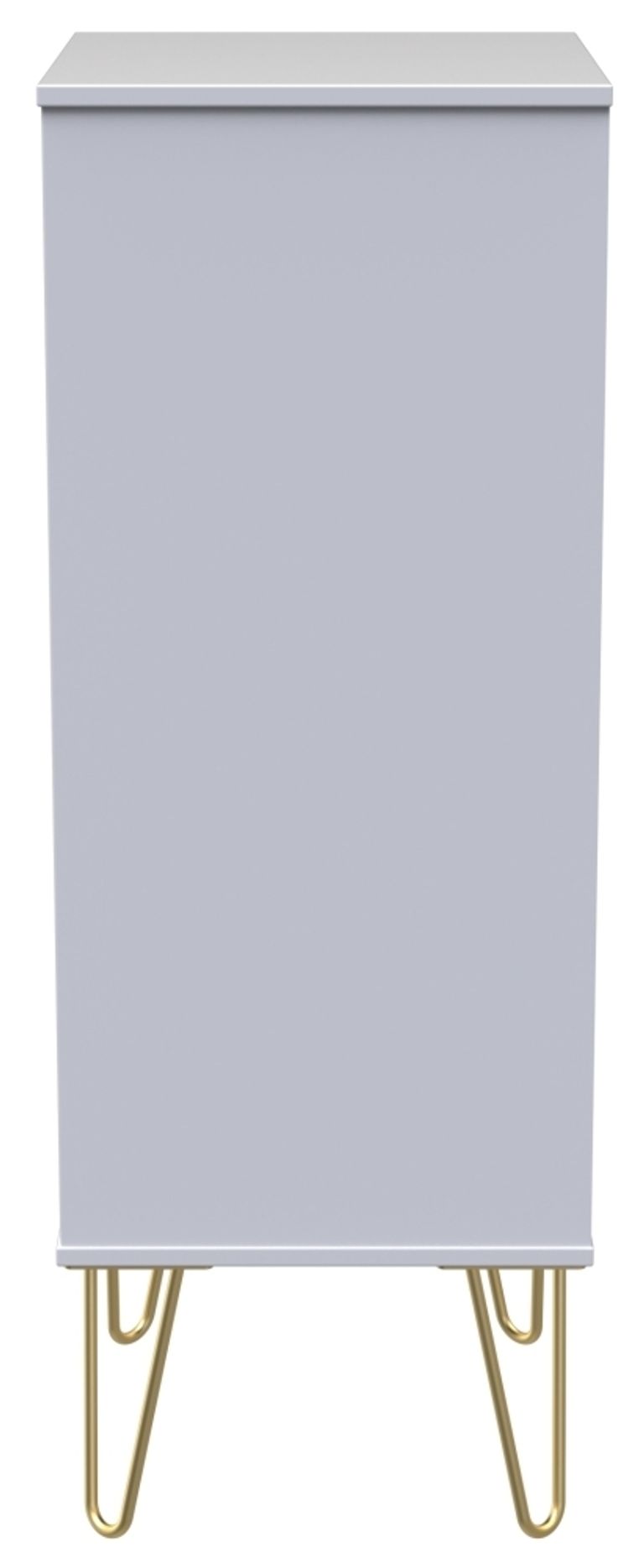 Cube White 5 Drawer Narrow Chest with Gold Hairpin Legs