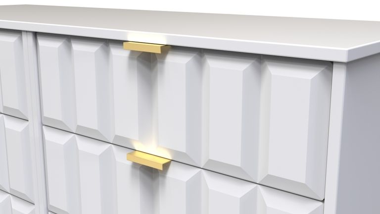 Cube White 6 Drawer Midi Chest with Gold Hairpin Legs