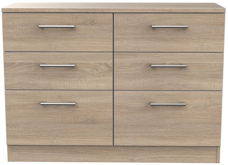 Devon Oak Effect 6 Drawer Midi Chest