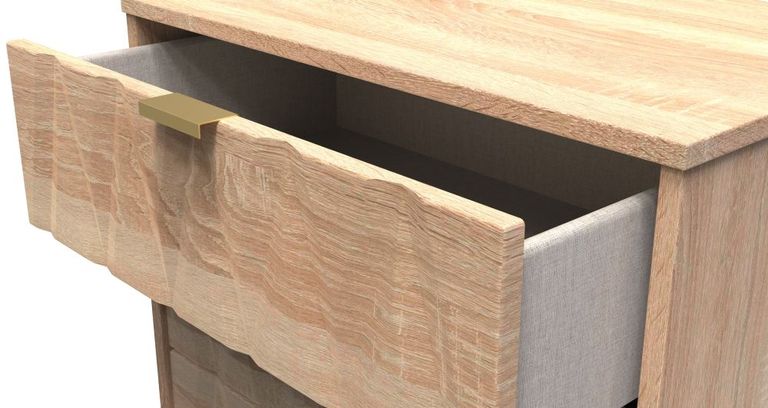 Diamond Oak Effect 3 Drawer Midi Chest with Gold Hairpin Legs